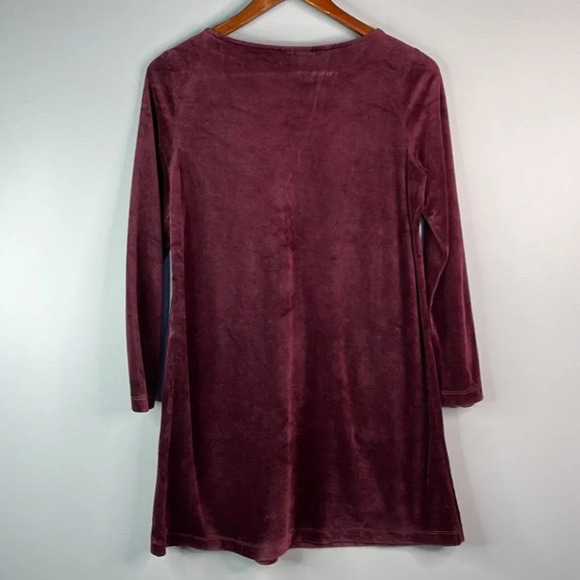PURE JILL Velvet Tunic Dress Top Burgundy Soft Pockets Long Sleeve Pullover XS - Picture 7 of 12